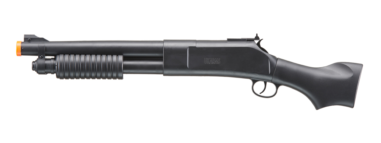 UK Arms Pump Action Polymer Spring Shotgun (Color: Black) - Click Image to Close