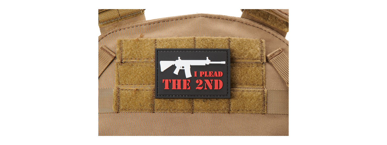 "I Plead the 2nd" PVC Morale Patch (Color: Black & Red) - Click Image to Close