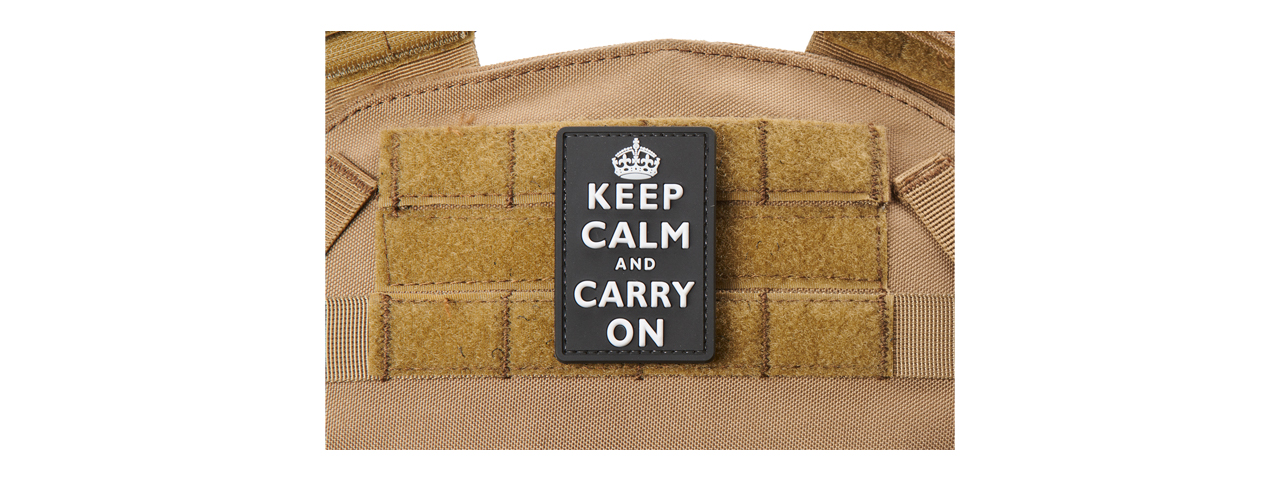 3D "Keep Calm and Carry On" PVC Morale Patch (Color: White) - Click Image to Close