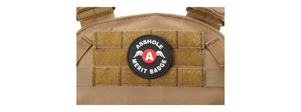 Asshole Merit Badge PVC Morale Patch (Color: Black & Red) - Click Image to Close