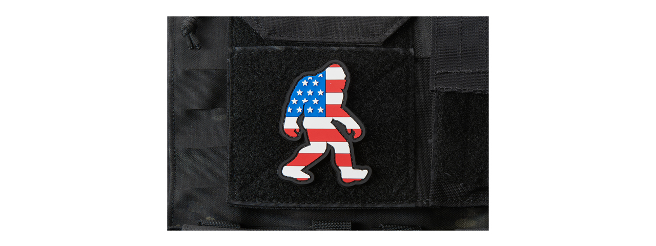 Bigfoot with U.S. Flag PVC Morale Patch - Click Image to Close