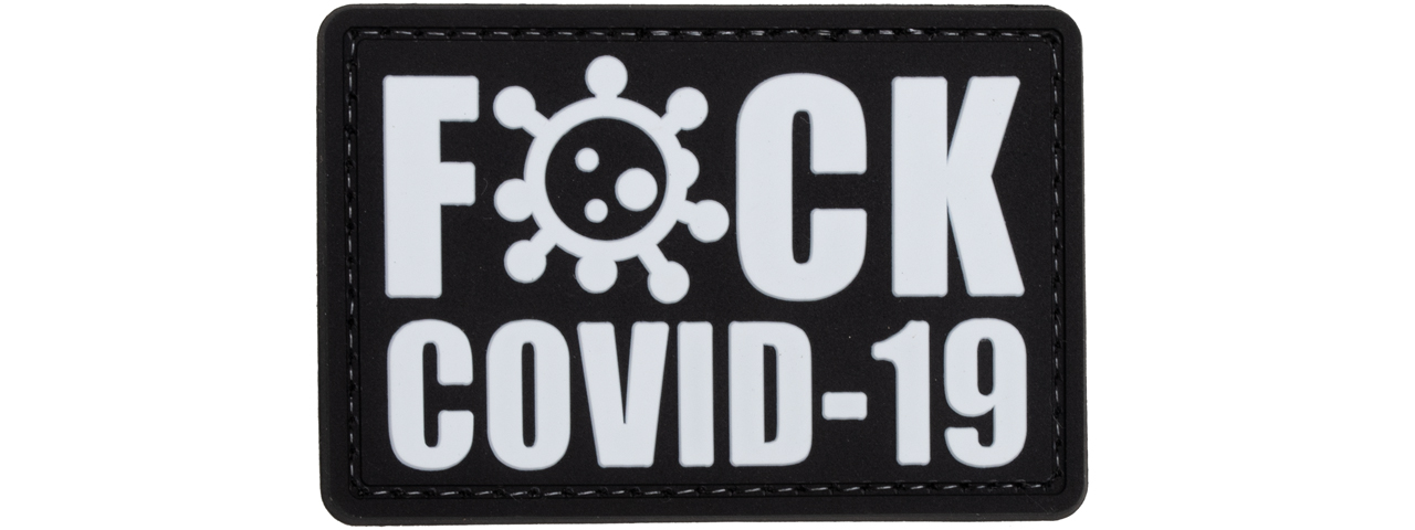 "Fuck Covid-19" PVC Patch (Color: White) - Click Image to Close