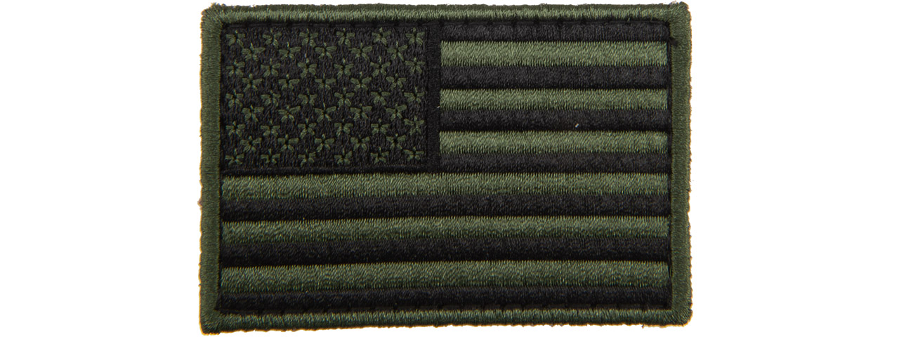 Embroidered Forward US Flag Patch (Color: Green) - Click Image to Close