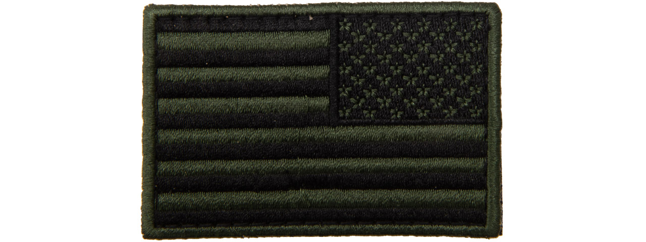 Embroidered Reverse US Flag Patch (Color: Green) - Click Image to Close