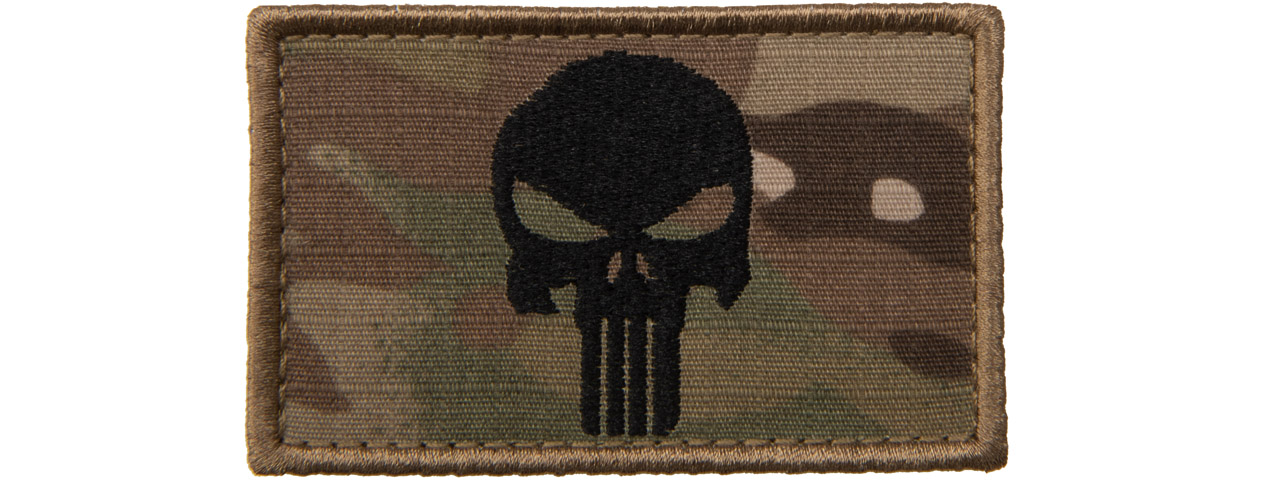 Embroidered Rectangle Punisher Flag Patch (Color: Camo) - Click Image to Close