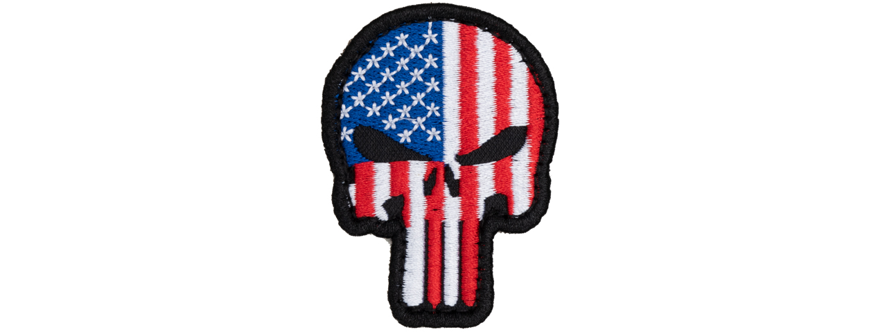 Embroidered Patriot Punisher US Flag PVC Patch (Color: American Flag) - Click Image to Close
