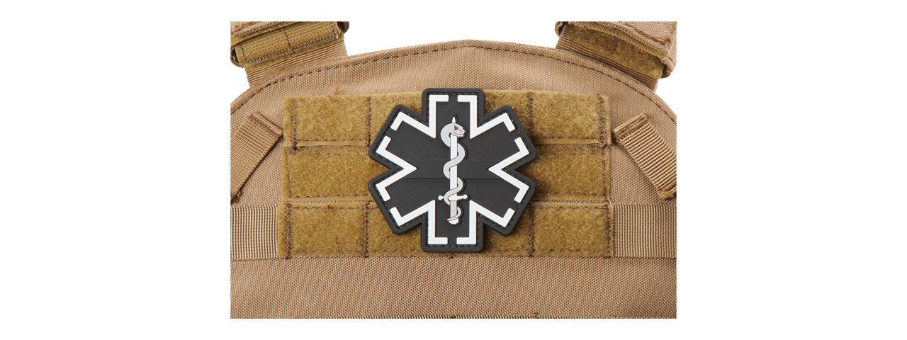 Medic Paramedic EMS EMT Medical Star of Life PVC Morale Patch (Color: Gray) - Click Image to Close