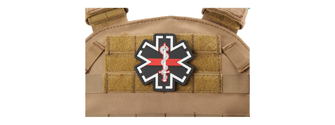 Medic Paramedic EMS EMT Medical Star of Life PVC Morale Patch w/ Red Line - Click Image to Close