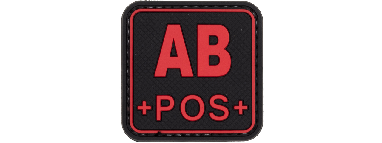 Squared AB Positive Blood Type PVC Patch (Color: Black and Red) - Click Image to Close