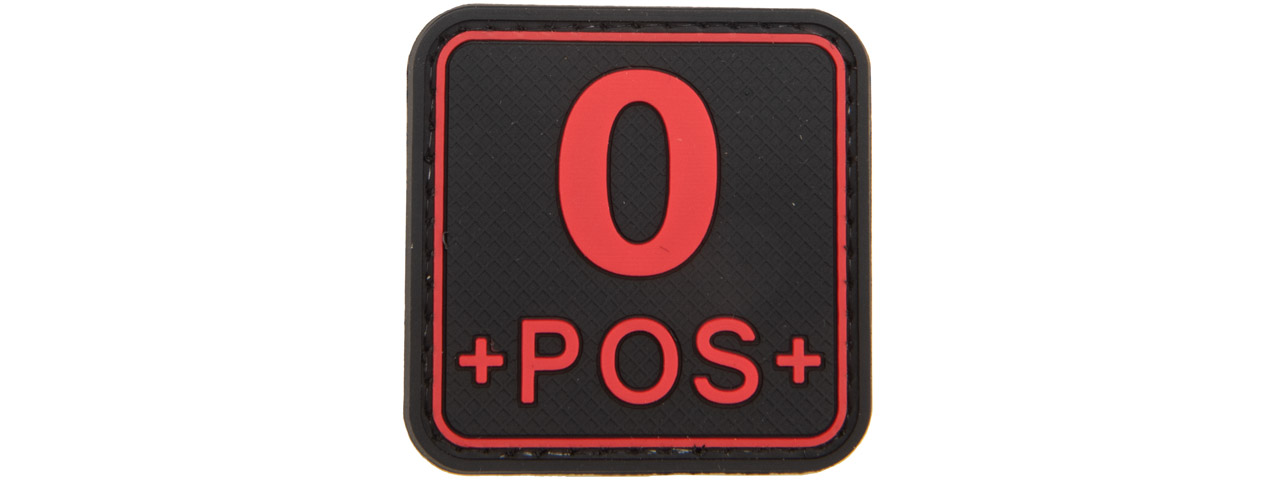 Squared O-Positive Blood Type PVC Patch (Color: Black and Red) - Click Image to Close