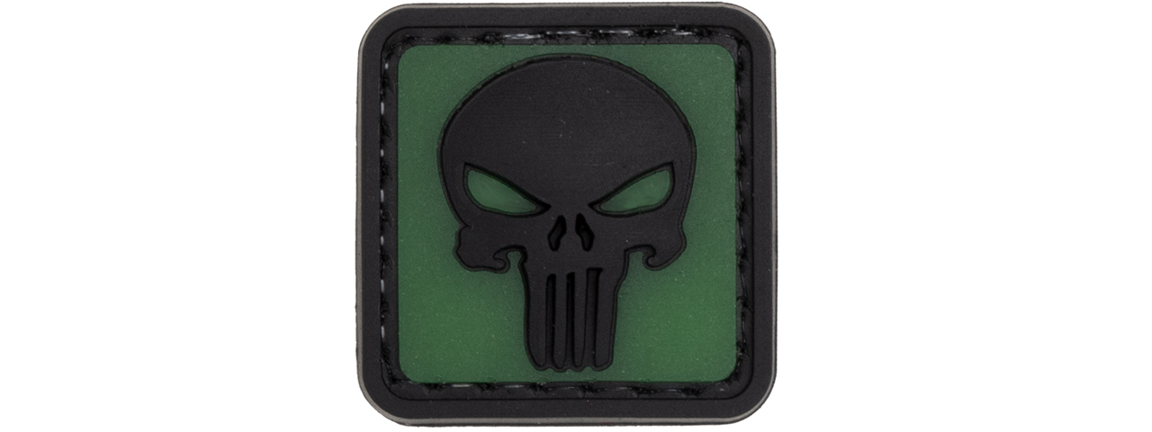 Glow in the Dark Small Punisher PVC Patch (Background Glow) - Click Image to Close