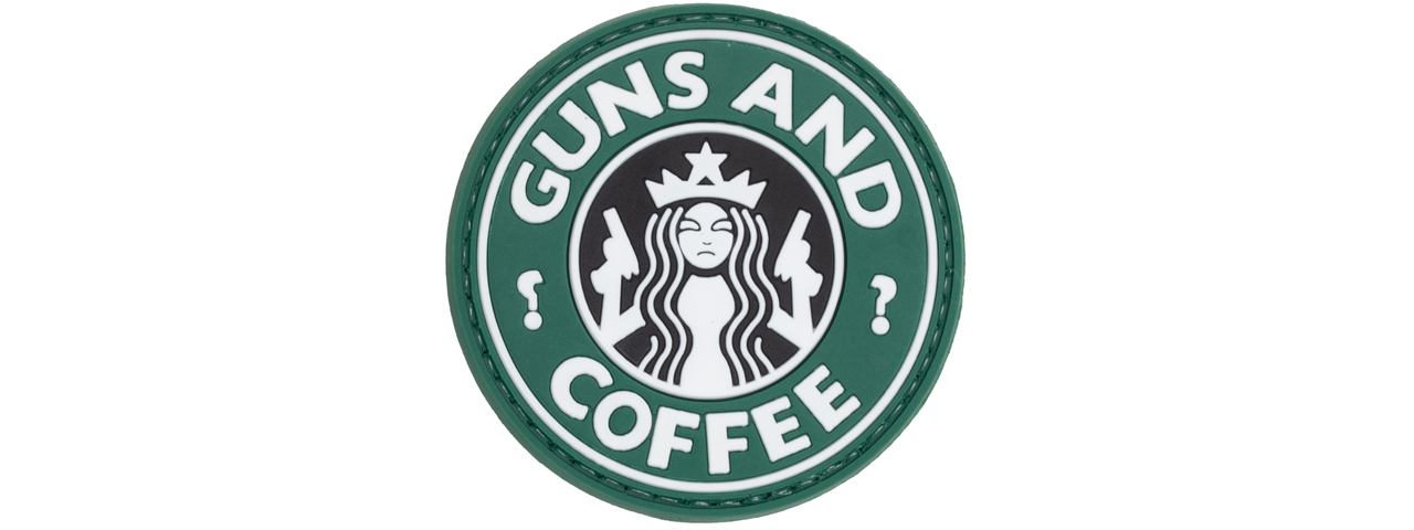 Guns and Coffee PVC Patch (Color: OD Green) - Click Image to Close