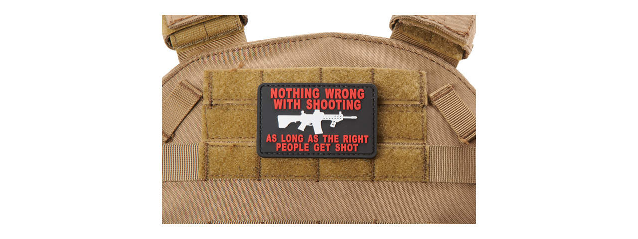 "Nothing Wrong with Shooting As Long As The Rich People Get Shot" PVC Morale Patch (Color: Red) - Click Image to Close