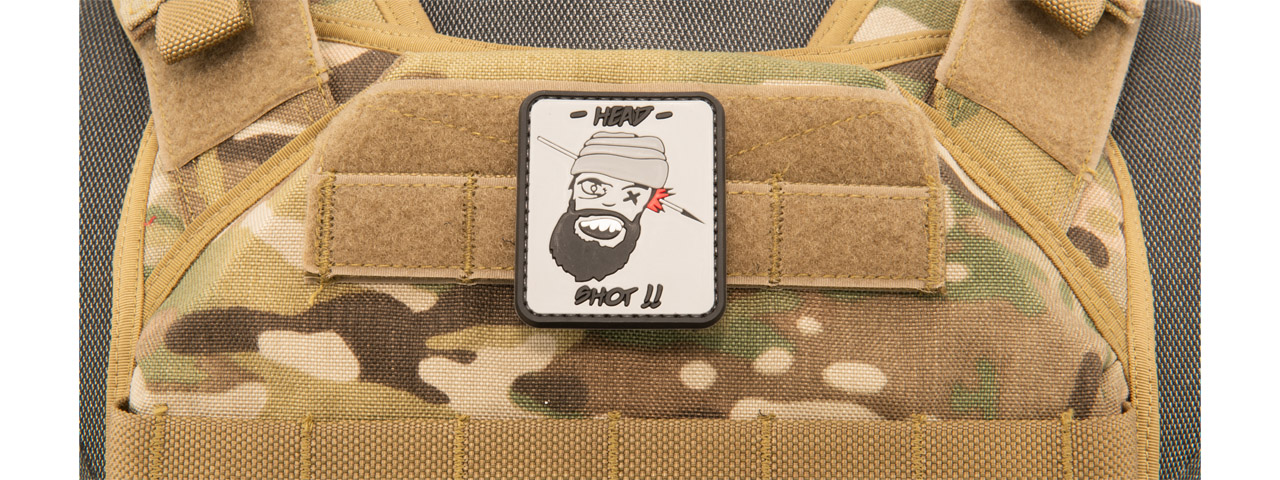 Head Shot PVC Patch (Color: White) - Click Image to Close