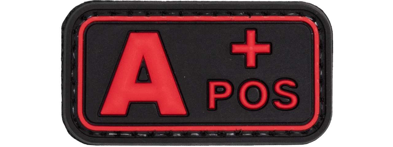 A-Positive Blood Type PVC Patch (Color: Black and Red) - Click Image to Close