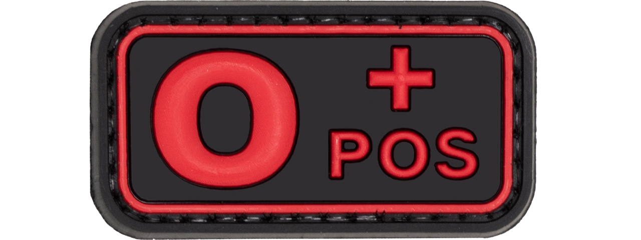 O-Positive Blood Type PVC Patch (Color: Black and Red) - Click Image to Close
