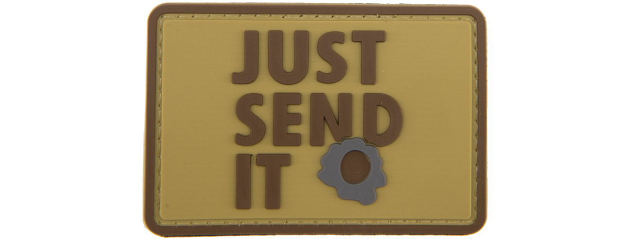 "Just Send It" PVC Patch (Color: Coyote Tan) - Click Image to Close