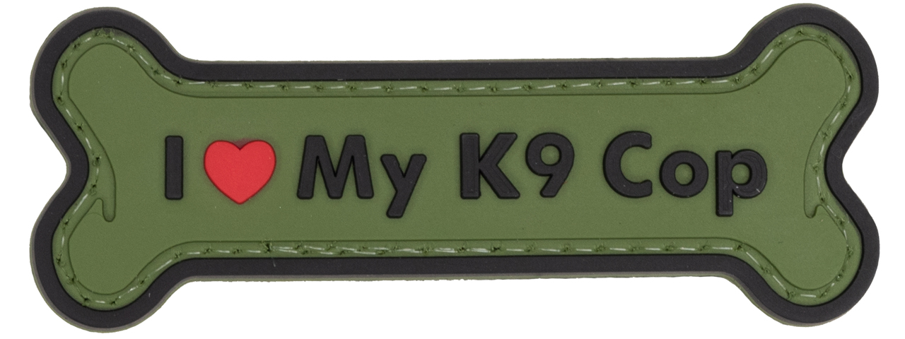 "I Love My K9 Cop" PVC Patch (Color: OD Green) - Click Image to Close