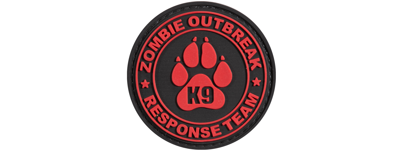 Zombie Outbreak Response Team PVC Patch w/ K9 Paw (All Red Version) - Click Image to Close