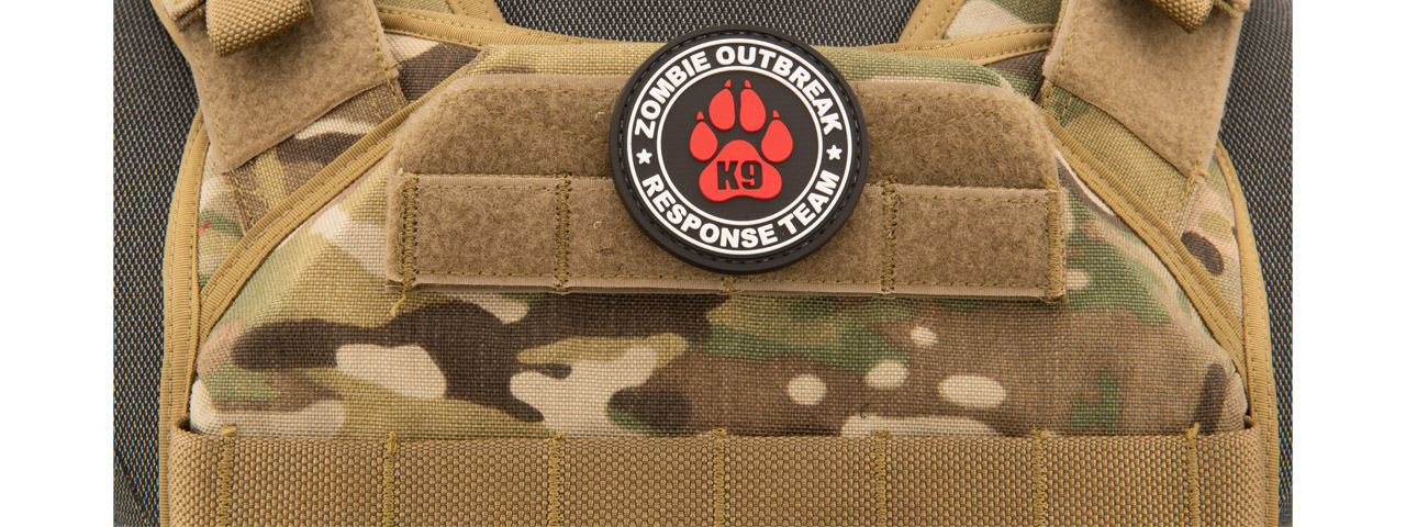 Zombie Outbreak Response Team PVC Patch w/ K9 Paw (Red Version) - Click Image to Close