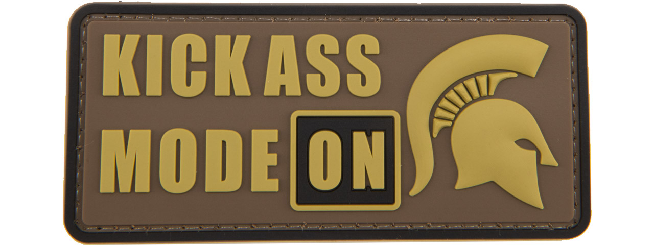 "Kick Ass Mode On" PVC Patch (Color: Tan) - Click Image to Close