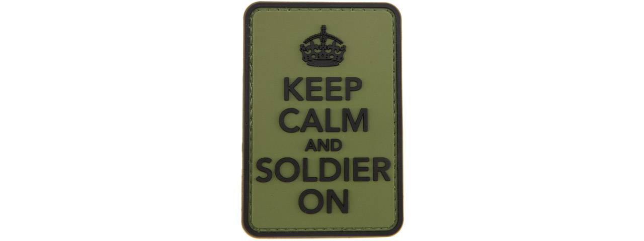 "Keep Calm and Carry On" PVC Patch (Color: OD Green) - Click Image to Close