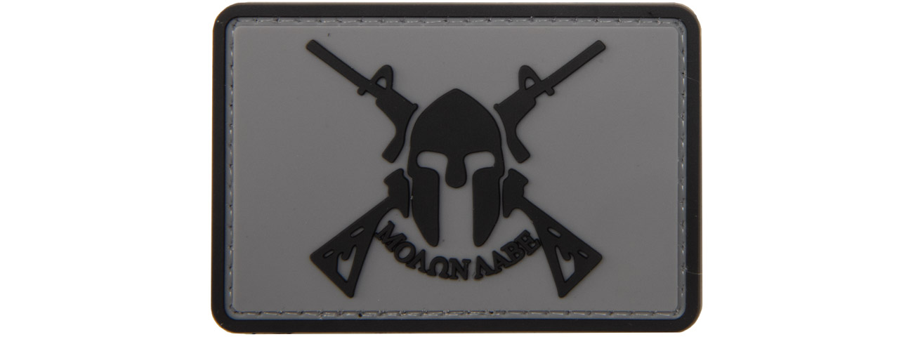Molon Labe Spartan with Two Rifles PVC Patch (Color: Gray) - Click Image to Close