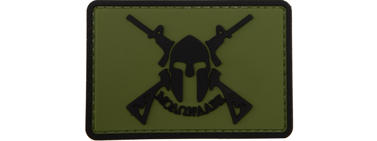 Molon Labe Spartan with Two Rifles PVC Patch (Color: OD Green) - Click Image to Close