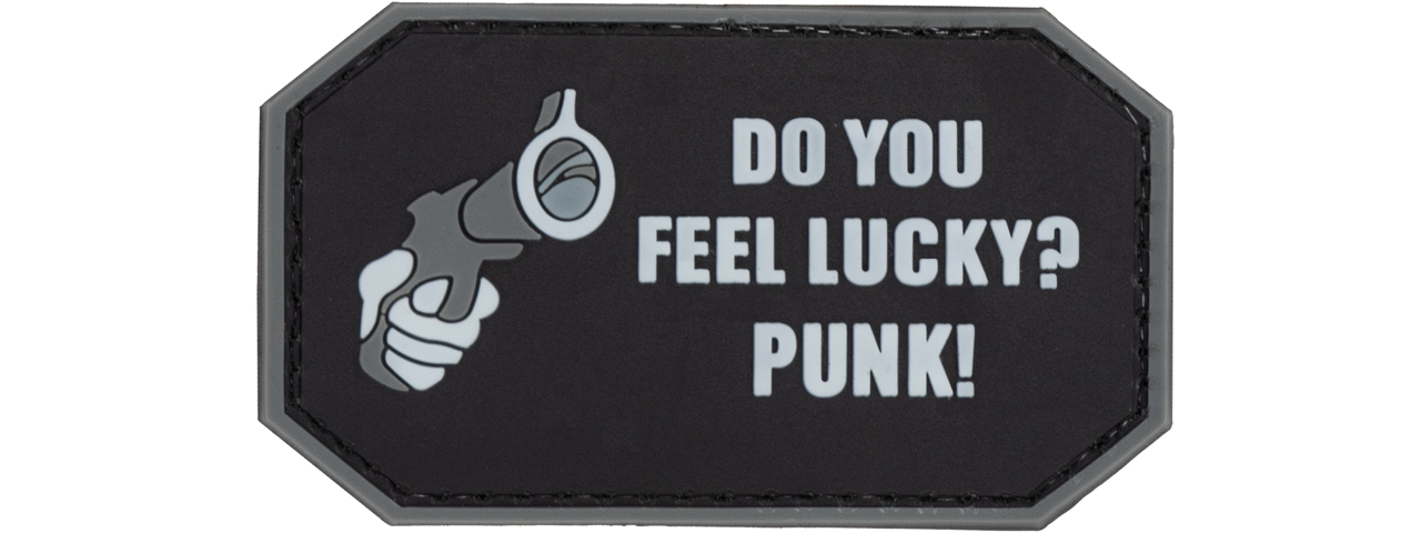 "Do You Feel Lucky? Punk!" PVC Patch (Color: Black) - Click Image to Close