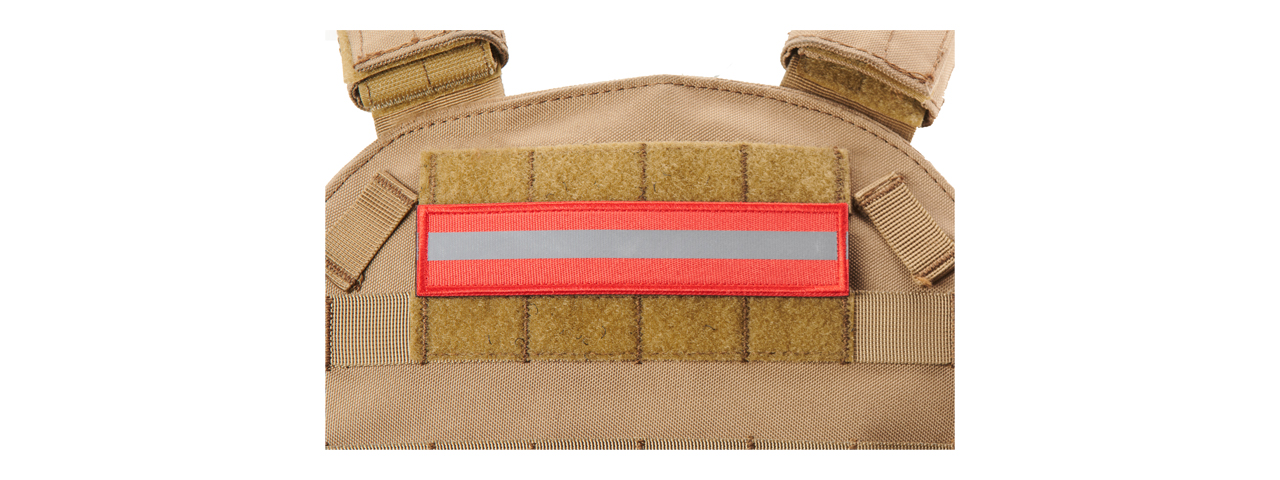Red Background Long Reflective Morale Patch - Click Image to Close