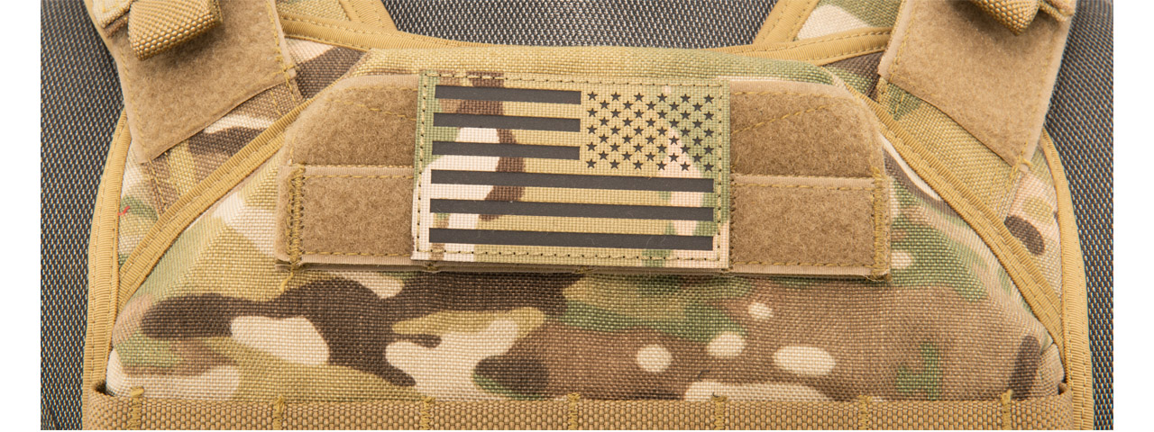 Reflective Fabric Reverse US Flag (Color: Multi-Camo) - Click Image to Close