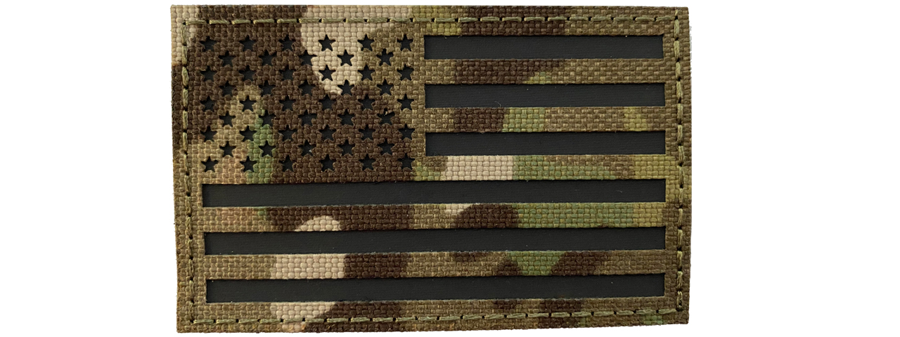 Reflective Fabric Forward US Flag (Color: Multi-Camo) - Click Image to Close