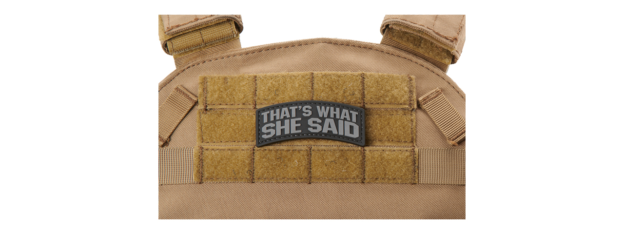 "That's What She Said" PVC Morale Patch (Color: Gray) - Click Image to Close