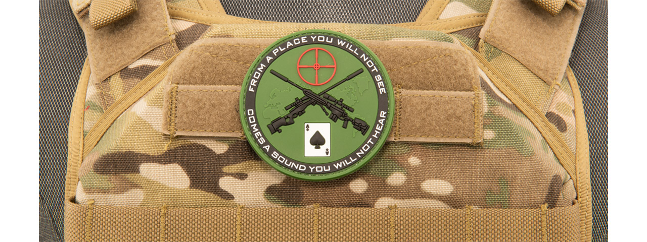 Sniper Poker PVC Patch (Color: Forest Green) - Click Image to Close