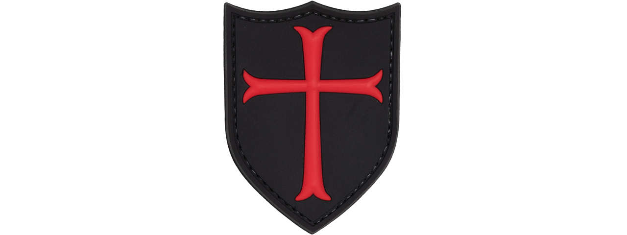 Knights Templar Crusaders Cross PVC Patch (Color: Black and Red) - Click Image to Close