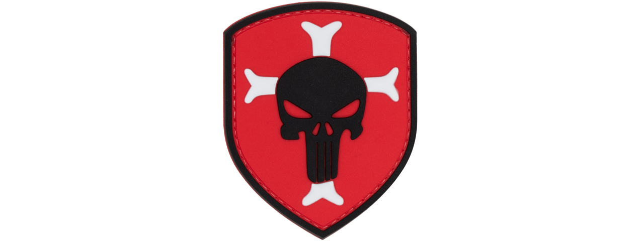Knights Templar Crusaders Cross w/ Punisher PVC Patch (Color: Red) - Click Image to Close