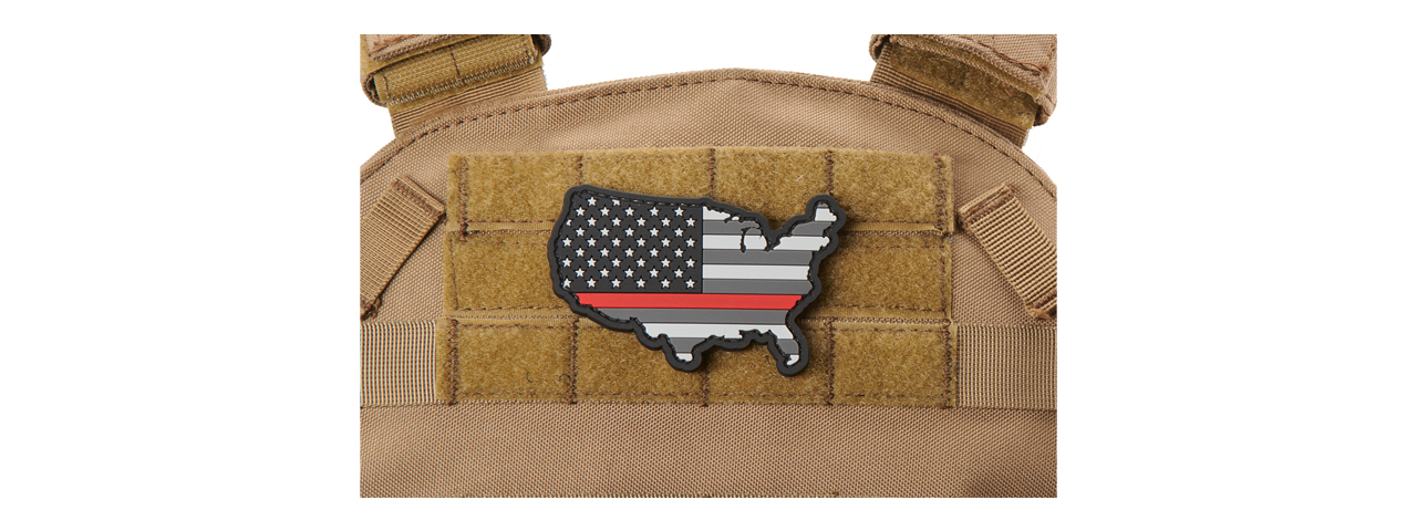 US Flag Map with Red Line PVC Morale Patch - Click Image to Close
