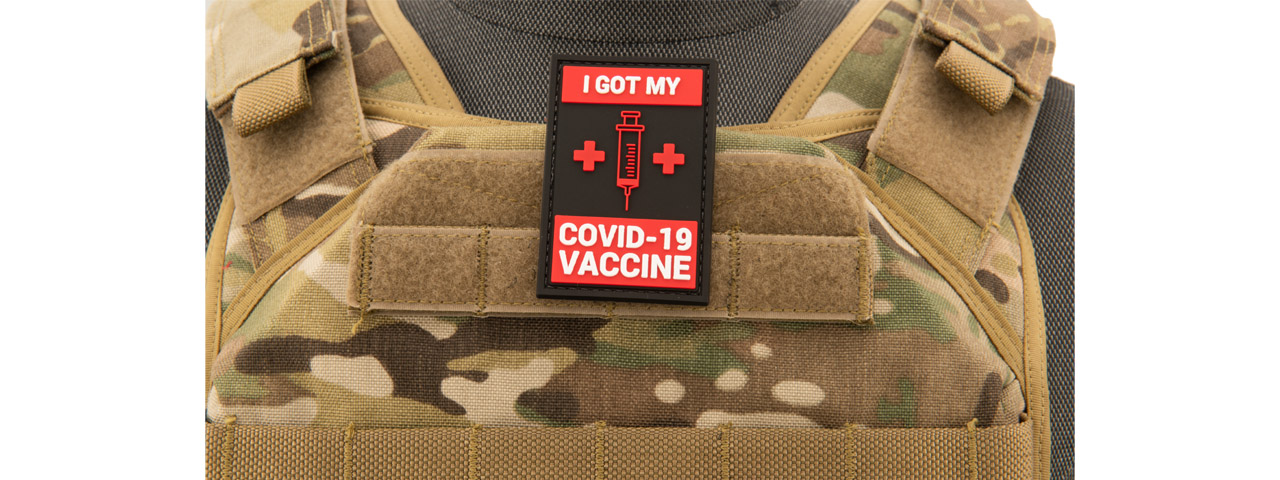 "I Got My Covid-19 Vaccine" Rectangular PVC Patch (Color: Black and Red) - Click Image to Close