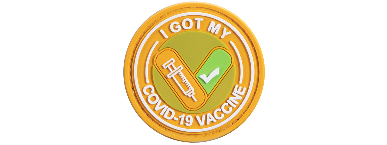"I Got My Covid-19 Vaccine" PVC Patch (Color: Yellow and White) - Click Image to Close