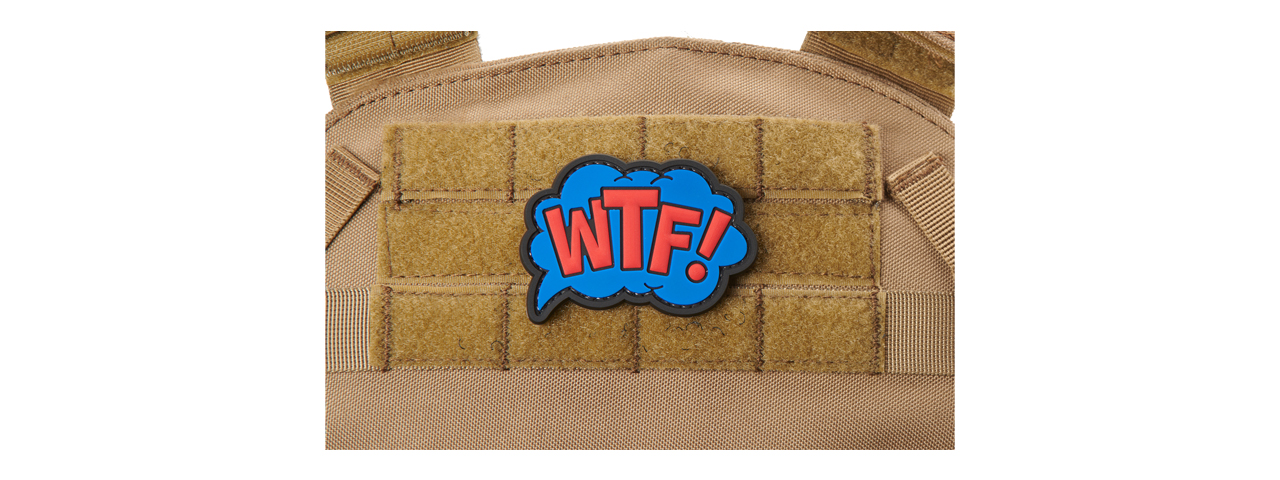 "WTF What The Fuck" PVC Patch (Color: Red & Blue) - Click Image to Close