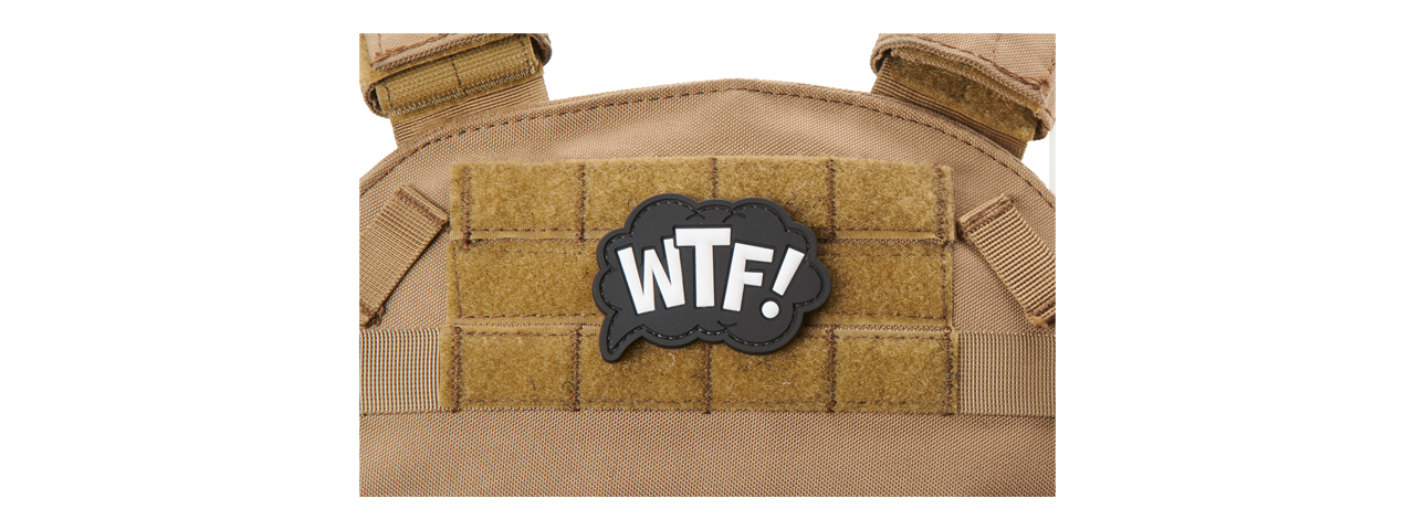 "WTF What The Fuck" PVC Patch (Color: Black & White) - Click Image to Close