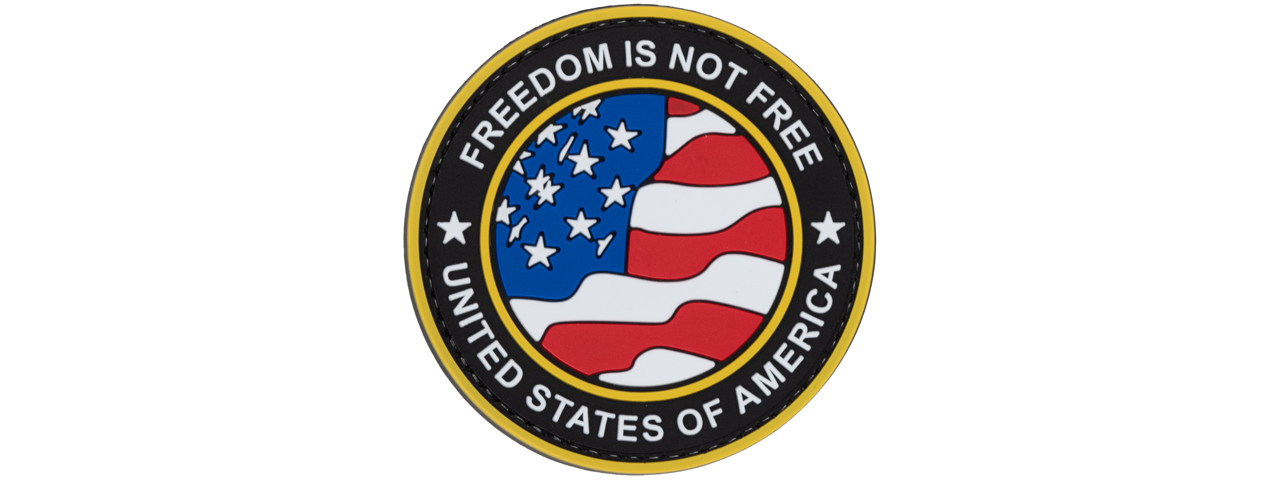 Round US Flag w/ "Freedom is Not Free" (Gold Version) - Click Image to Close