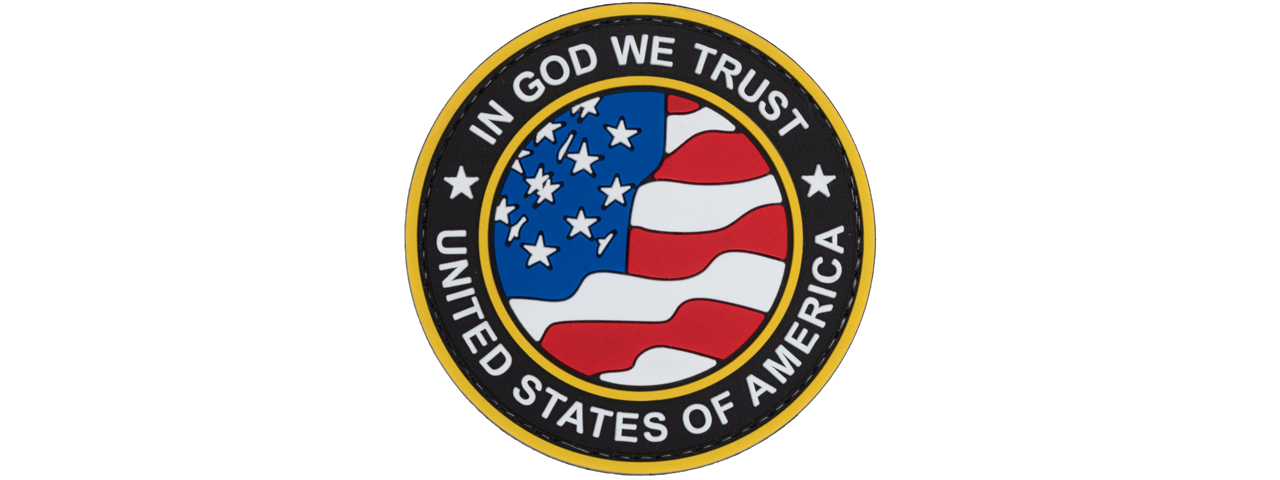 Round US Flag "In God We Trust" PVC Patch (Gold Version) - Click Image to Close