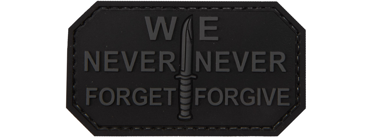 We Never Forget, Never Forgive PVC Patch (Color: Black) - Click Image to Close