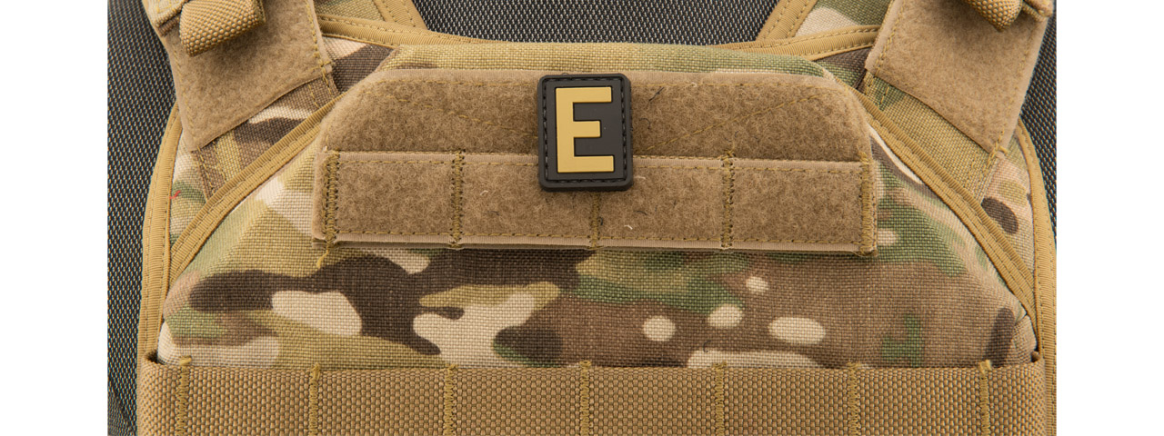 Letter "E" PVC Patch (Color: Tan) - Click Image to Close