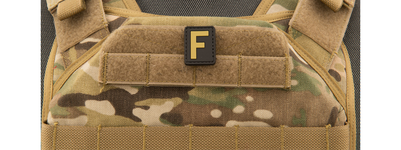 Letter "F" PVC Patch (Color: Tan) - Click Image to Close