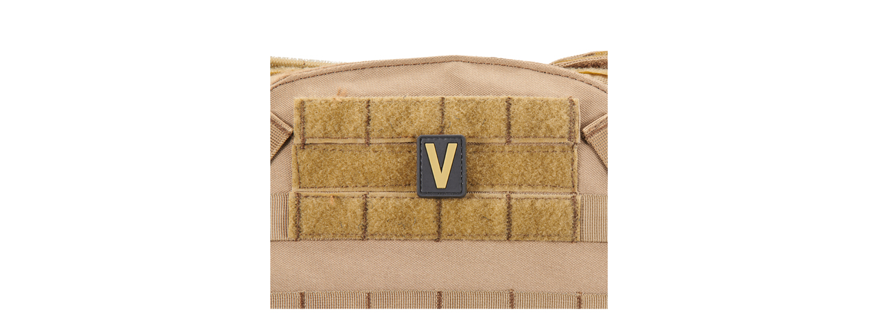 Letter "V" PVC Patch (Color: Tan) - Click Image to Close