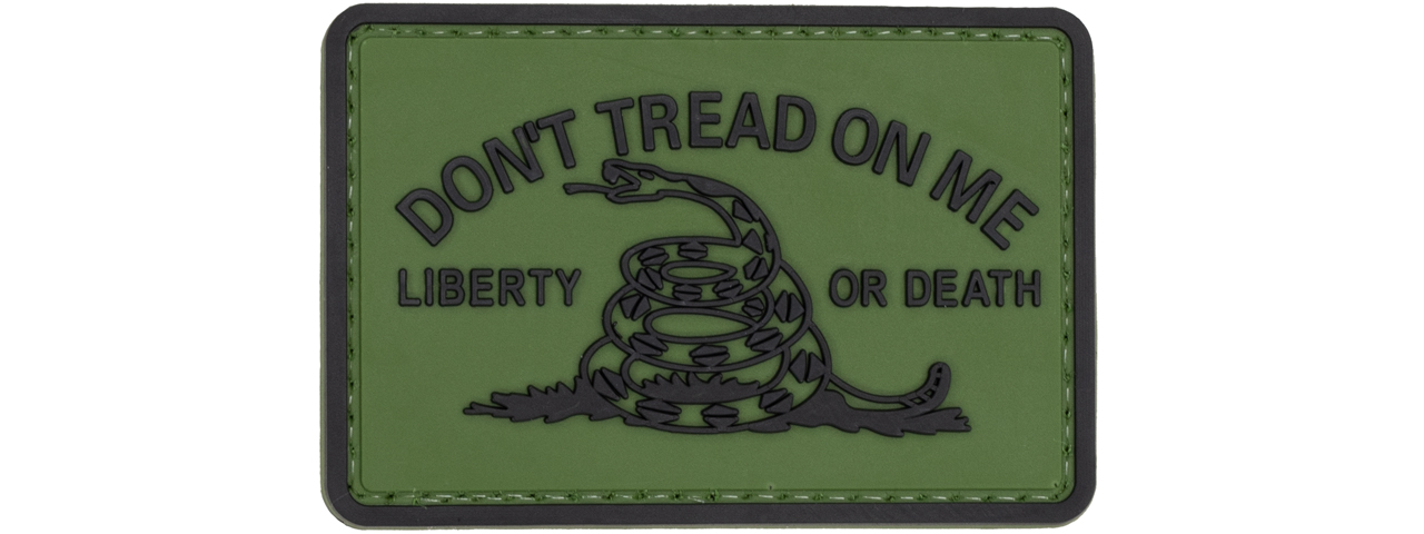 "Don't Tread on Me Liberty or Death" PVC Patch (Color: OD Green) - Click Image to Close
