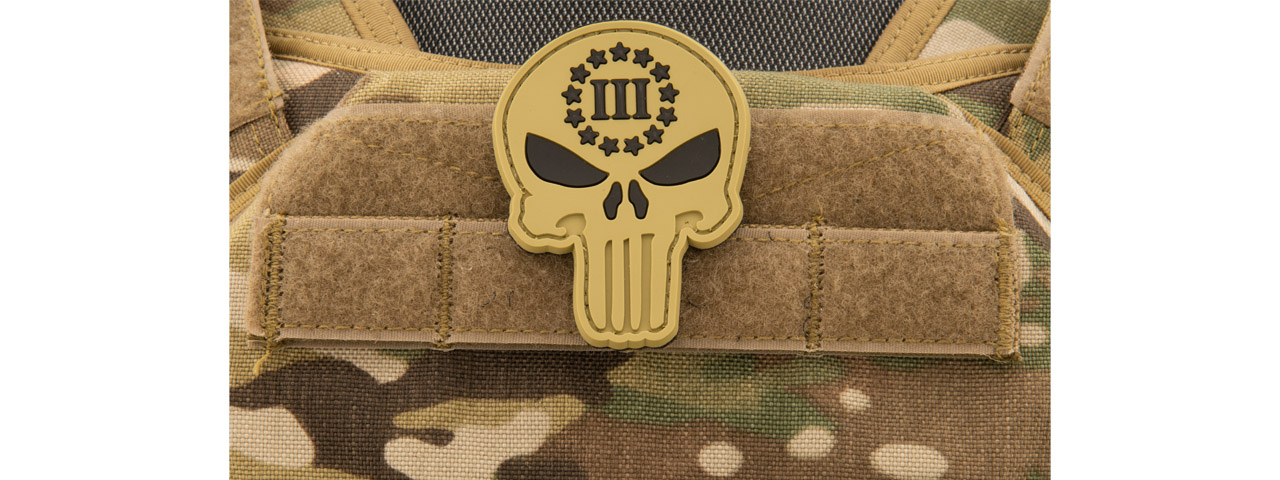 Glow Punisher with Three Percenter PVC Patch (Color: Tan) - Click Image to Close