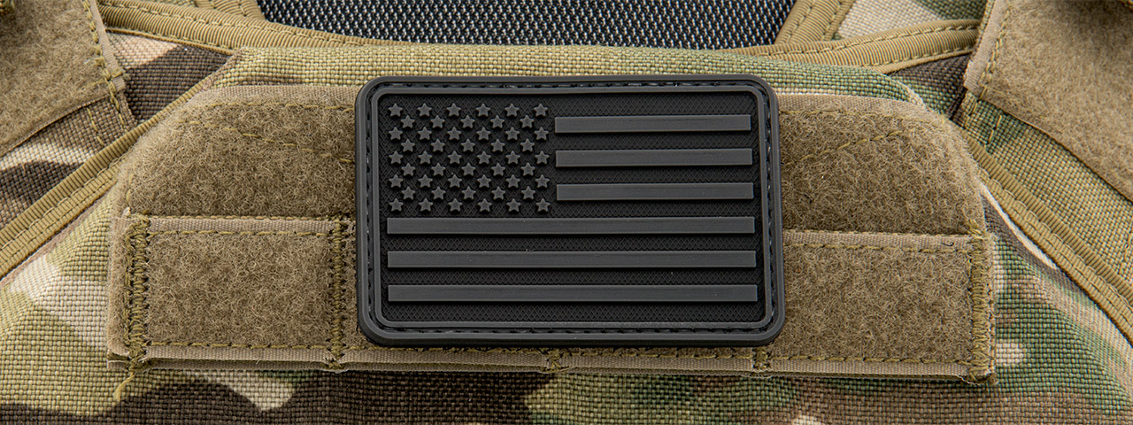 3D US Flag Forward PVC Patch (Color: Black and Dark Gray) - Click Image to Close